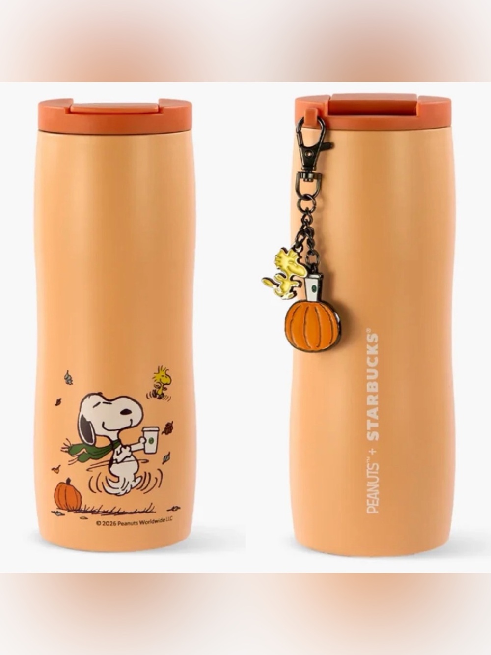 Starbucks x Peanuts Great Pumpkin Snoopy Stainless Tumbler Woodstock Charms
